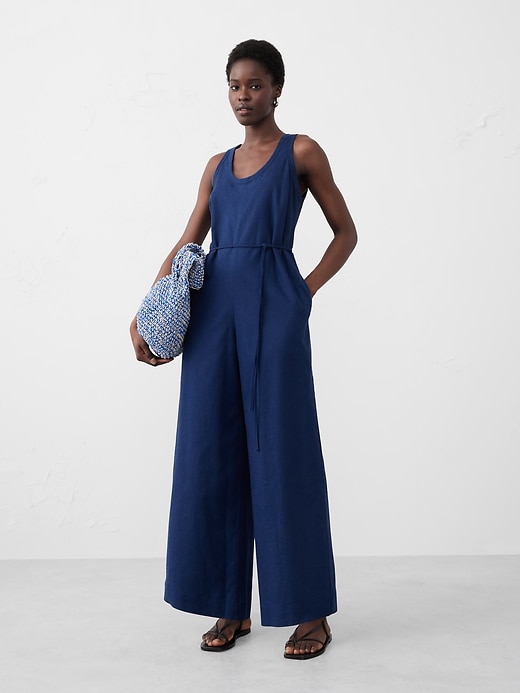 Linen-Blend Wide-Leg Jumpsuit | Banana Republic Factory