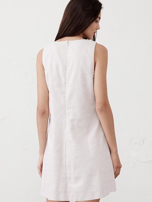 Linen-Blend Square-Neck Mini Shift
