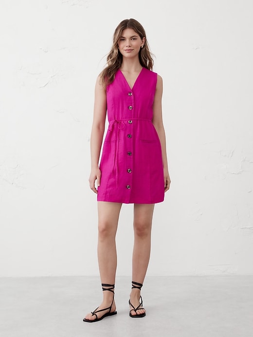 【MONOHA】Linen Lace Trimmed Button Dress 2 Colors MONOHA] / ☆ 25SS Linen lace trimmed button dress / 2colors