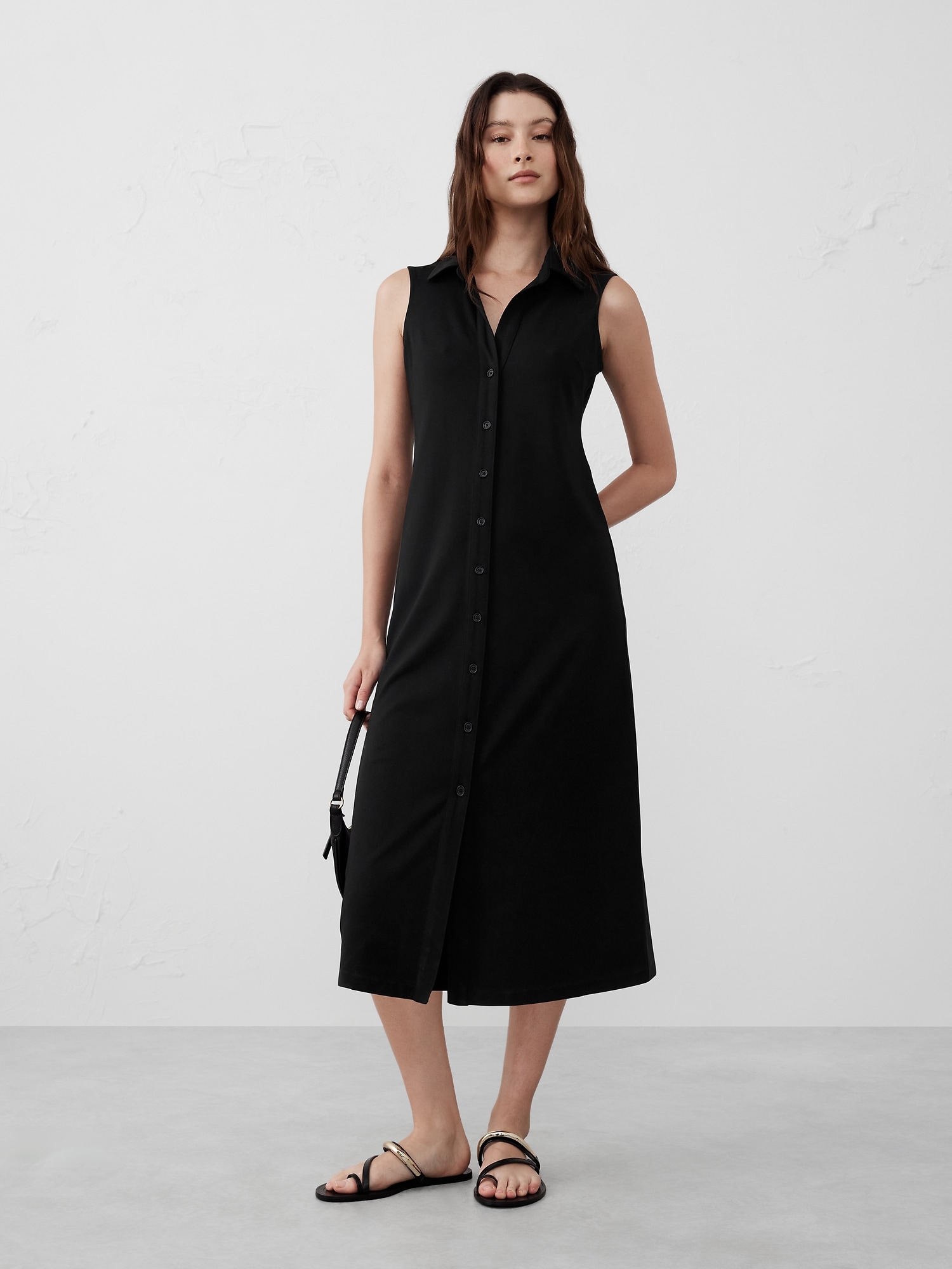 Button-Down Knit Shirtdress