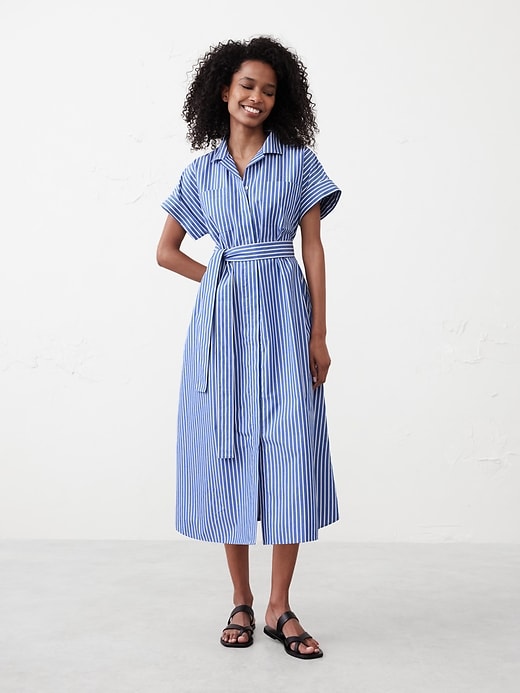Tie-Waist Midi Shirtdress | Banana Republic Factory