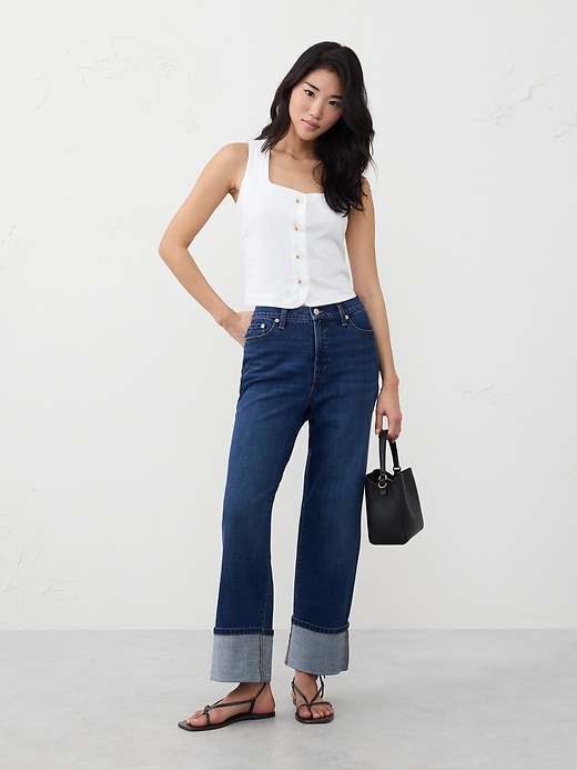 Linen-Blend Cropped Bustier