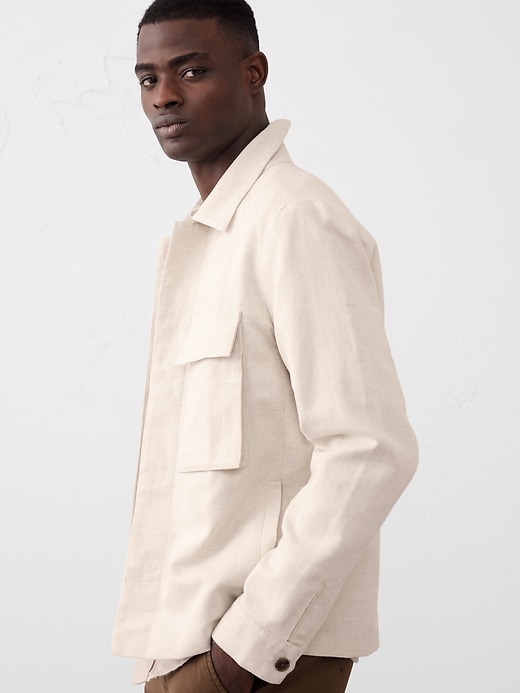 Tailored-Fit Textured Canvas Overshirt