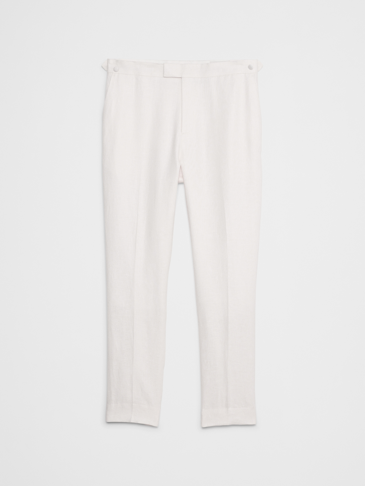 Tailored-Fit Linen-Blend White Tuxedo Pants