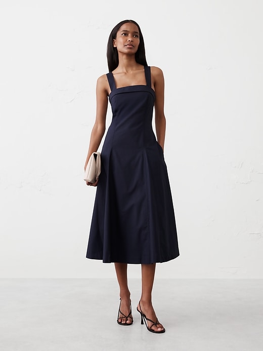 Poplin Cross-Back Midi Dress