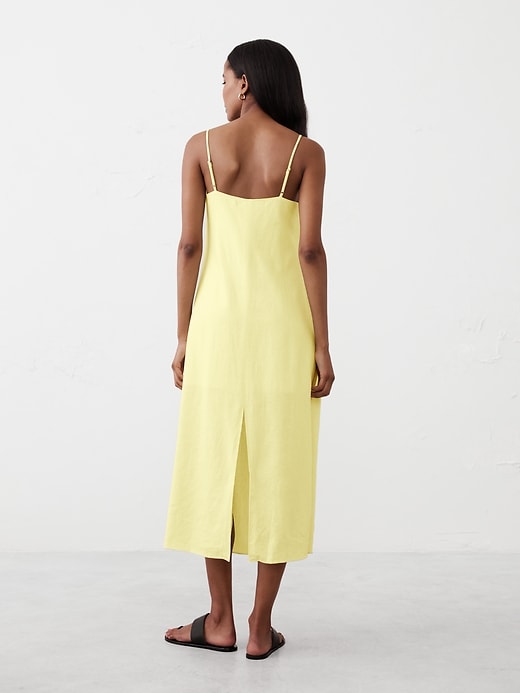 Linen-Blend Strappy Midi Dress