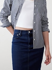 Denim Midi Pencil Skirt