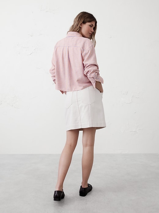 Linen-Blend Cropped Shirt