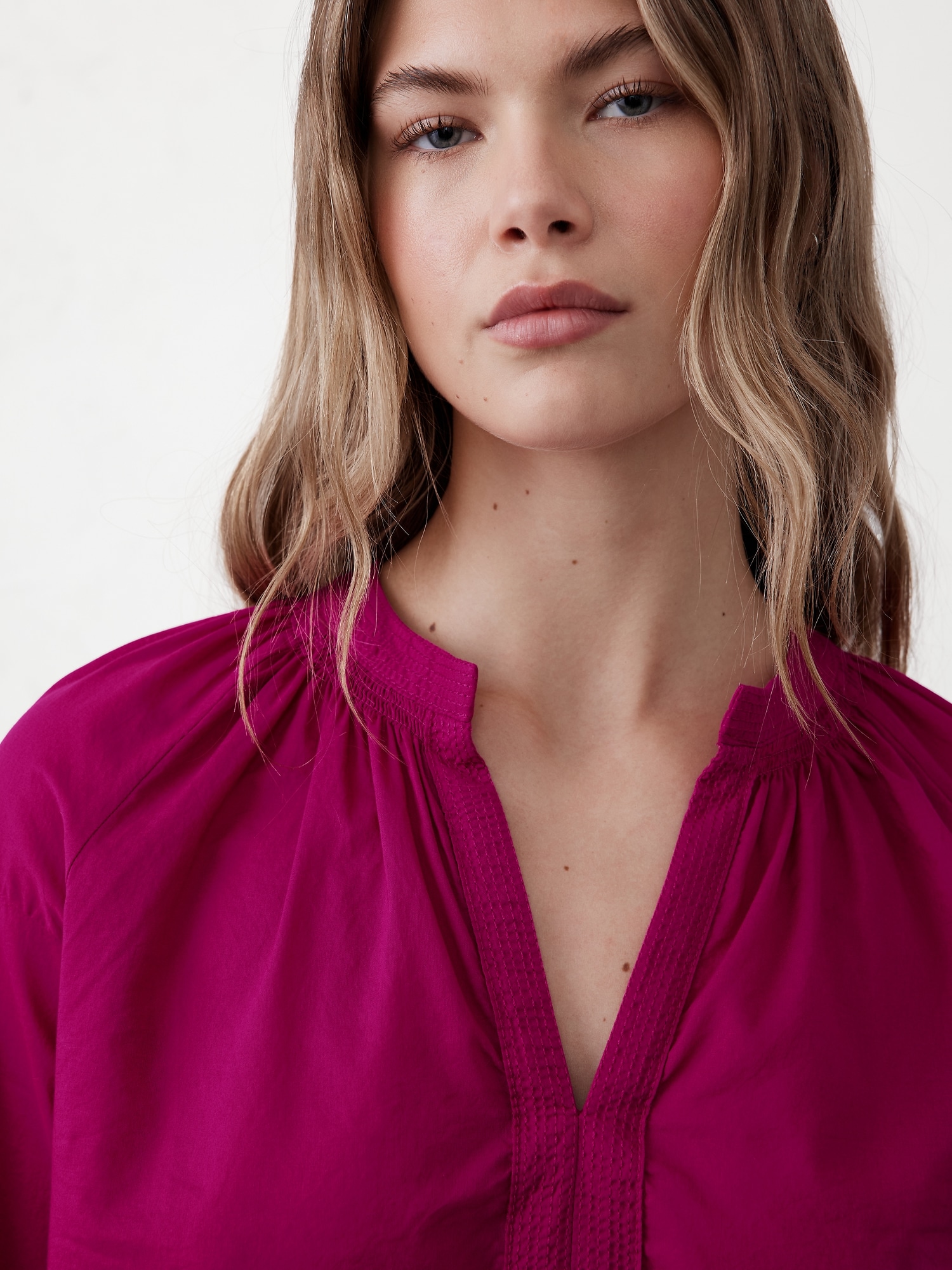 Trapunto Stitch Voile Top