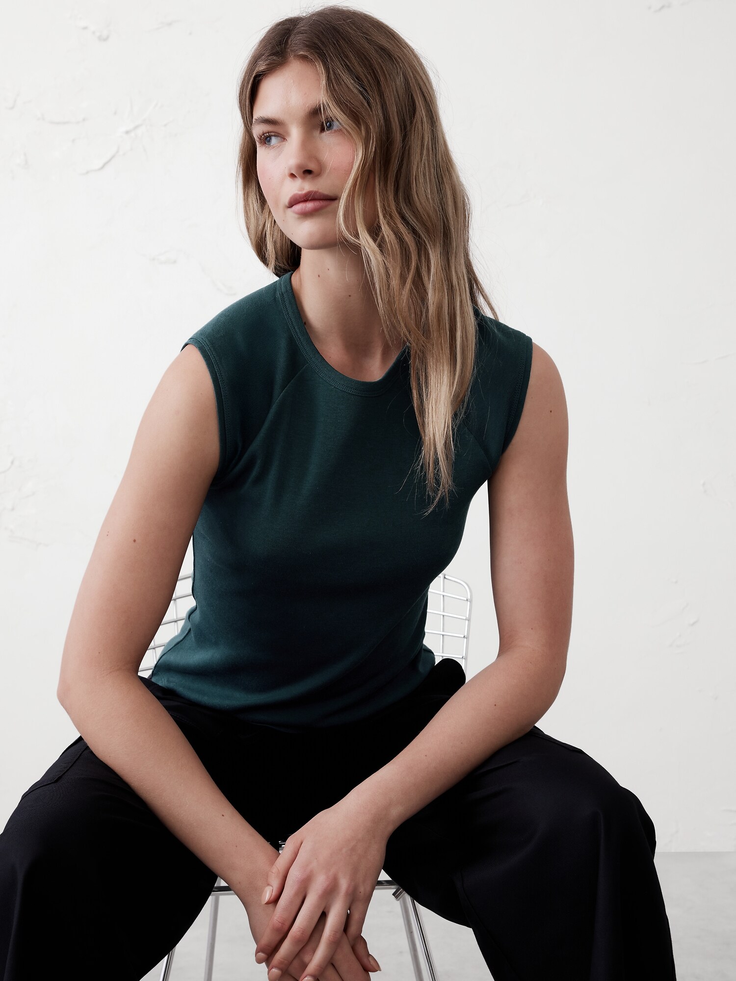 Ribbed High-Crew Top