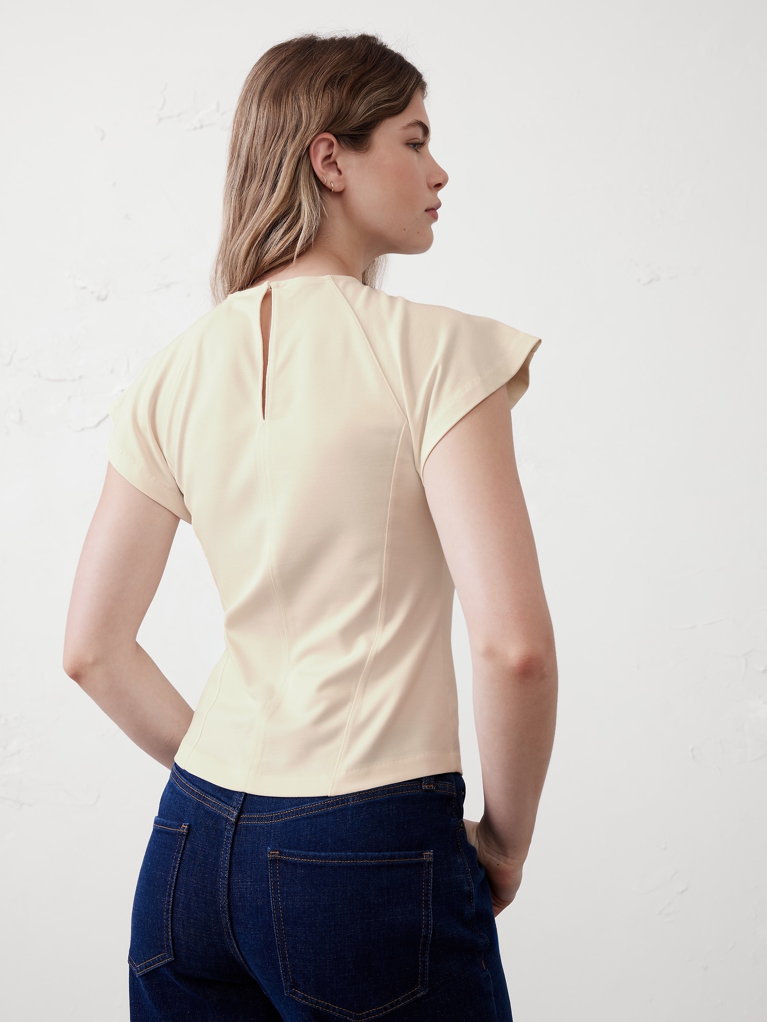 Lightweight Flutter-Sleeve Ponte Top