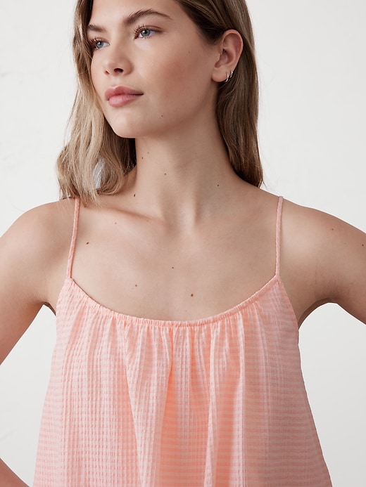 Seersucker Shirred-Neck Cami