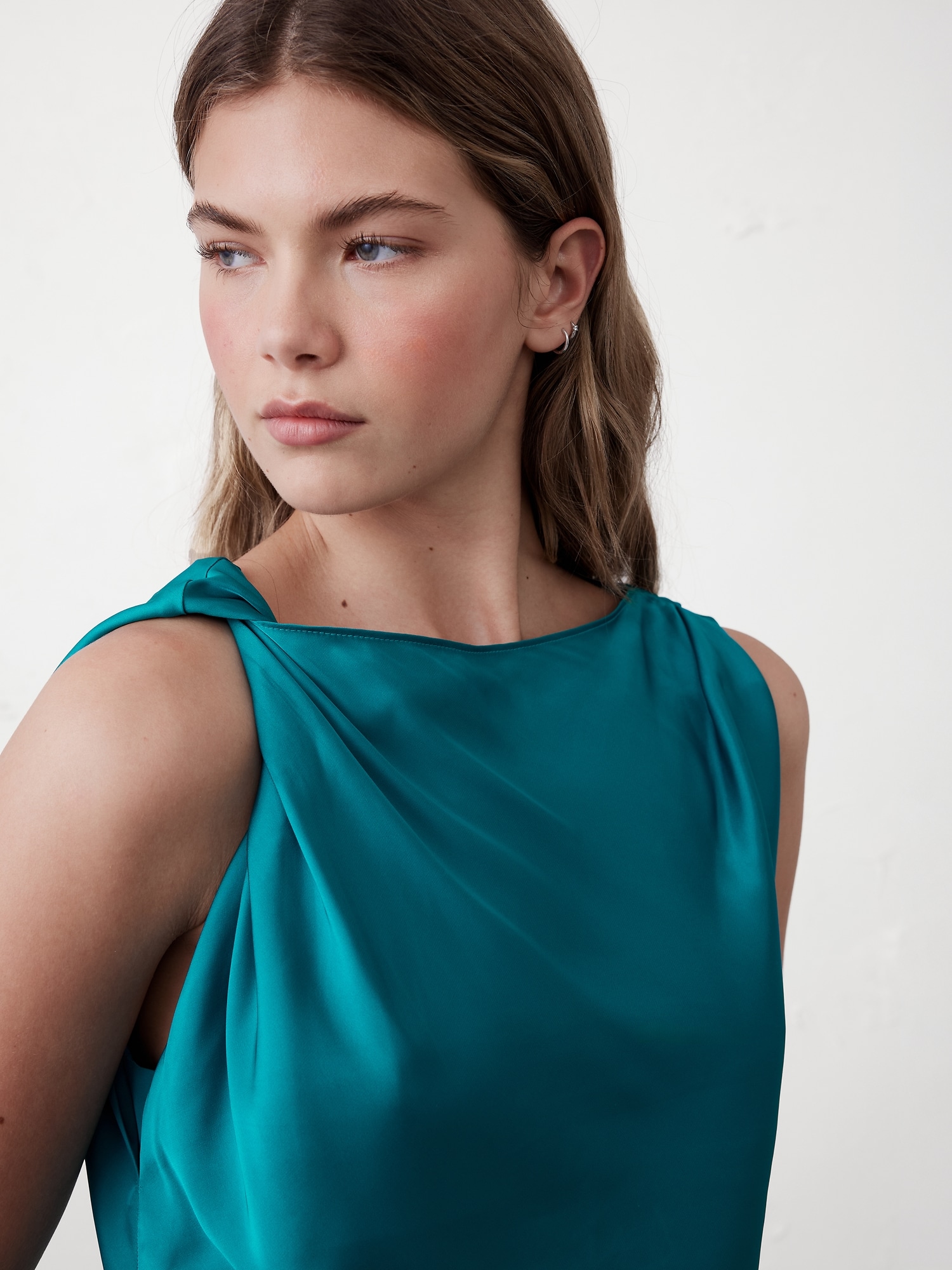 Ruched-Shoulder Top