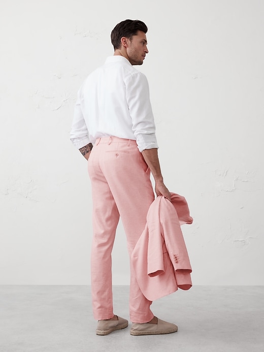 Tailored-Fit Linen-Blend Herringbone Suit Trouser