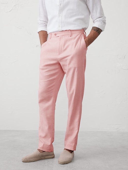 Tailored-Fit Linen-Blend Herringbone Suit Trouser