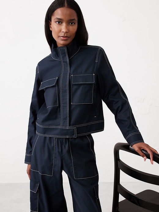 Twill Cropped Jacket | Banana Republic Factory