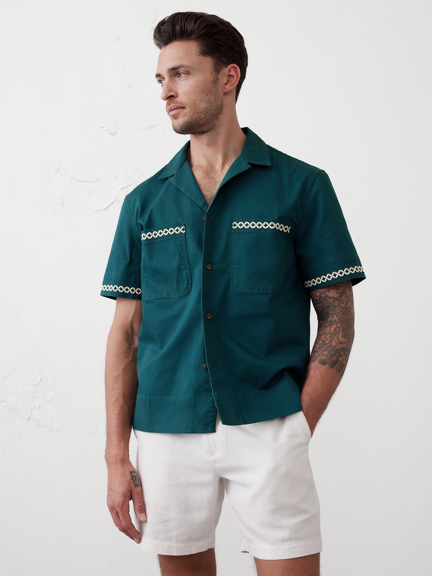 Embroidered Resort Overshirt