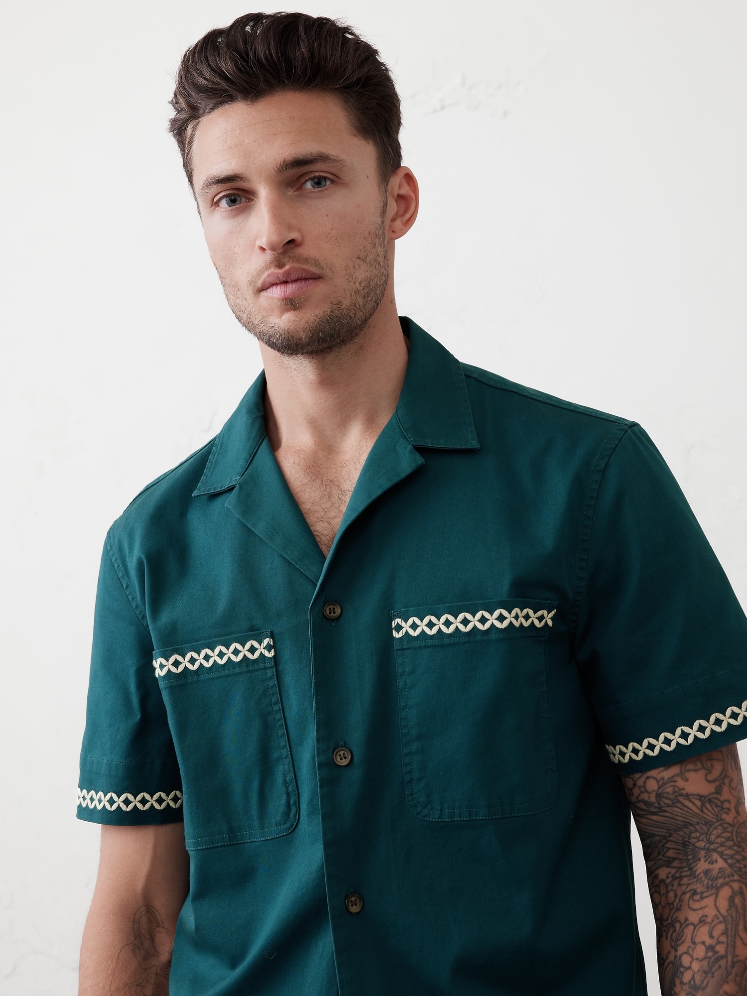 Embroidered Resort Overshirt