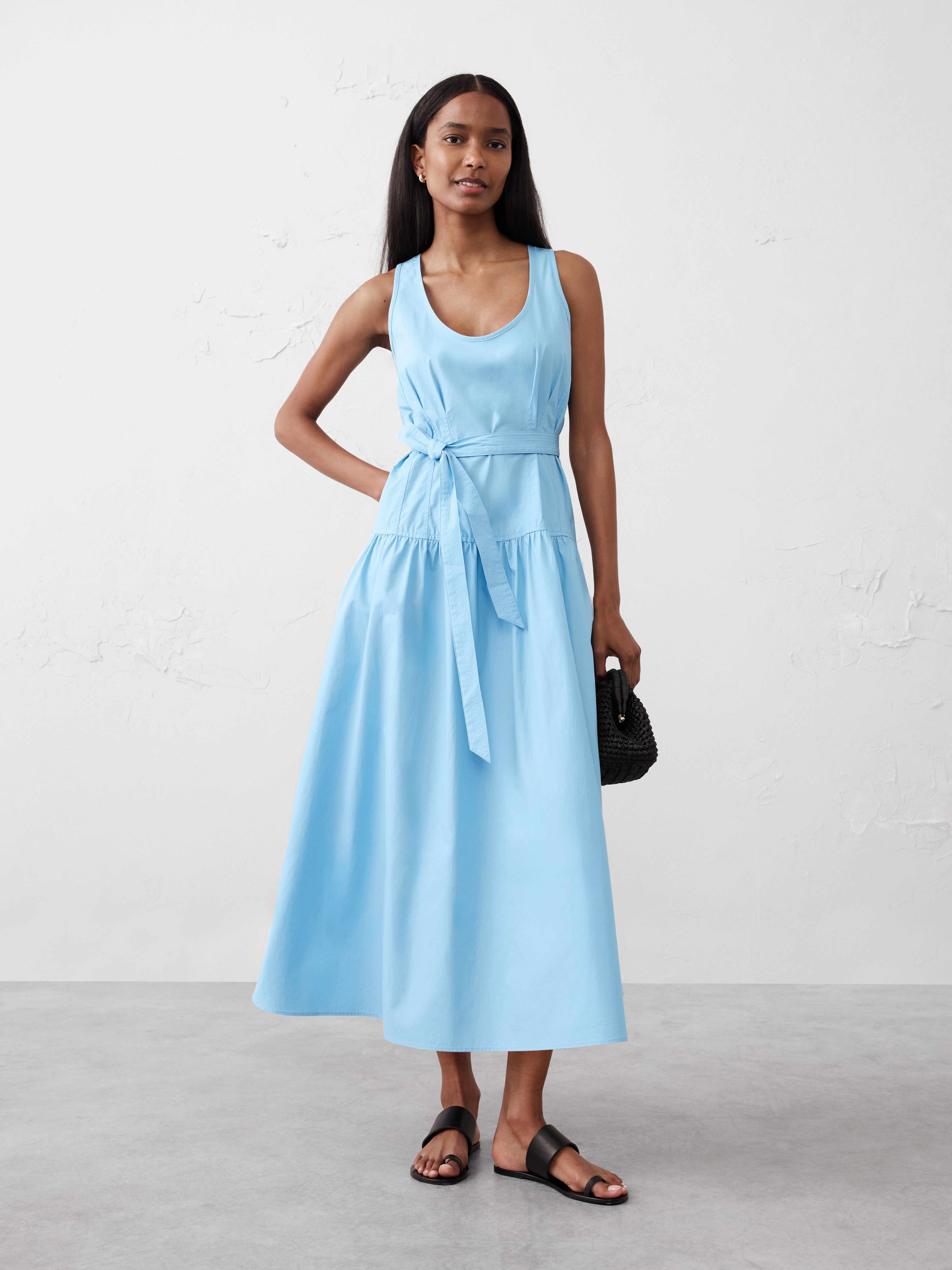 Poplin Corset Waist Midi Dress | Banana Republic Factory