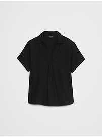 Linen-Blend Collared Top