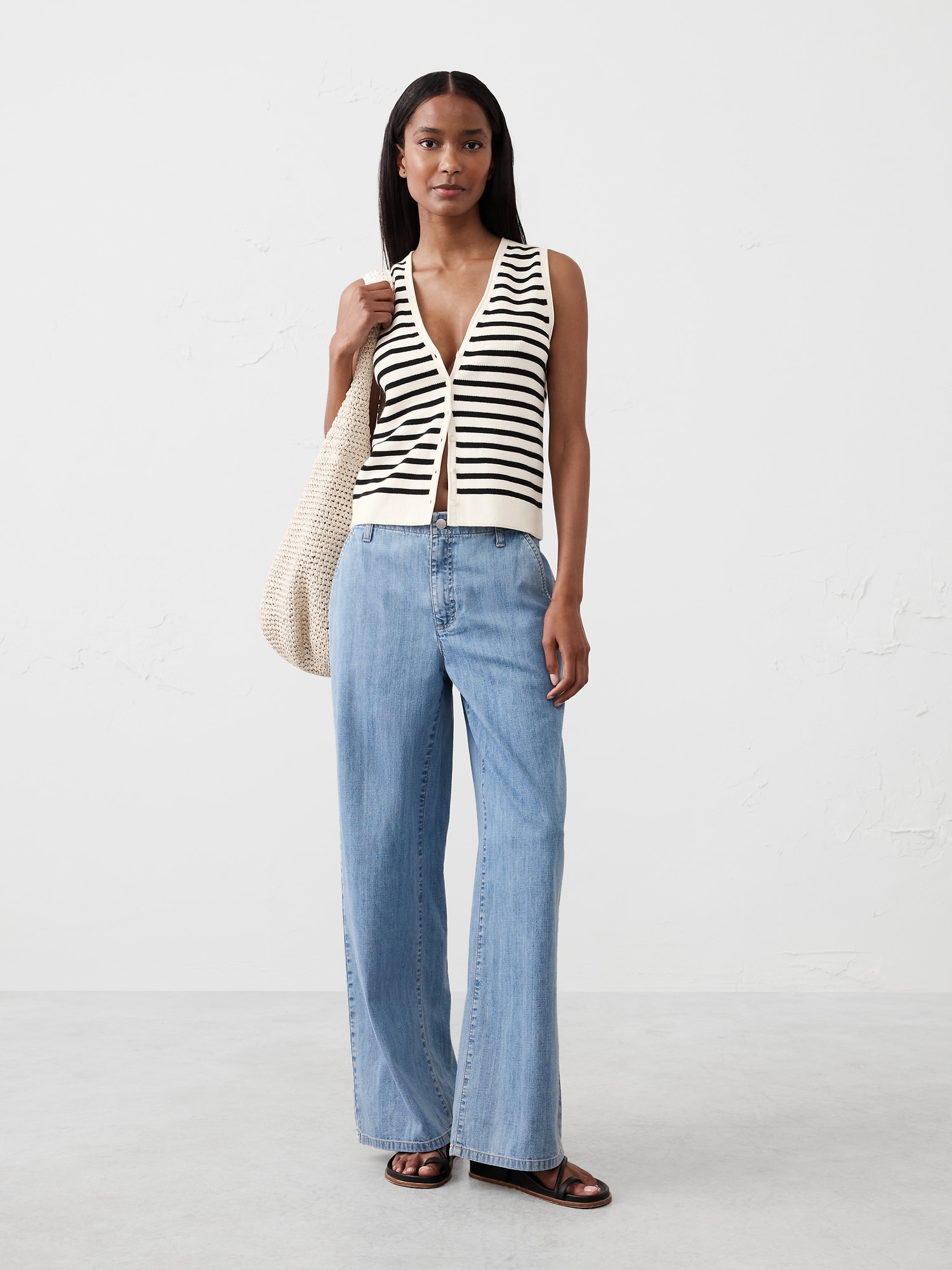 Striped V-Neck Sweater Vest