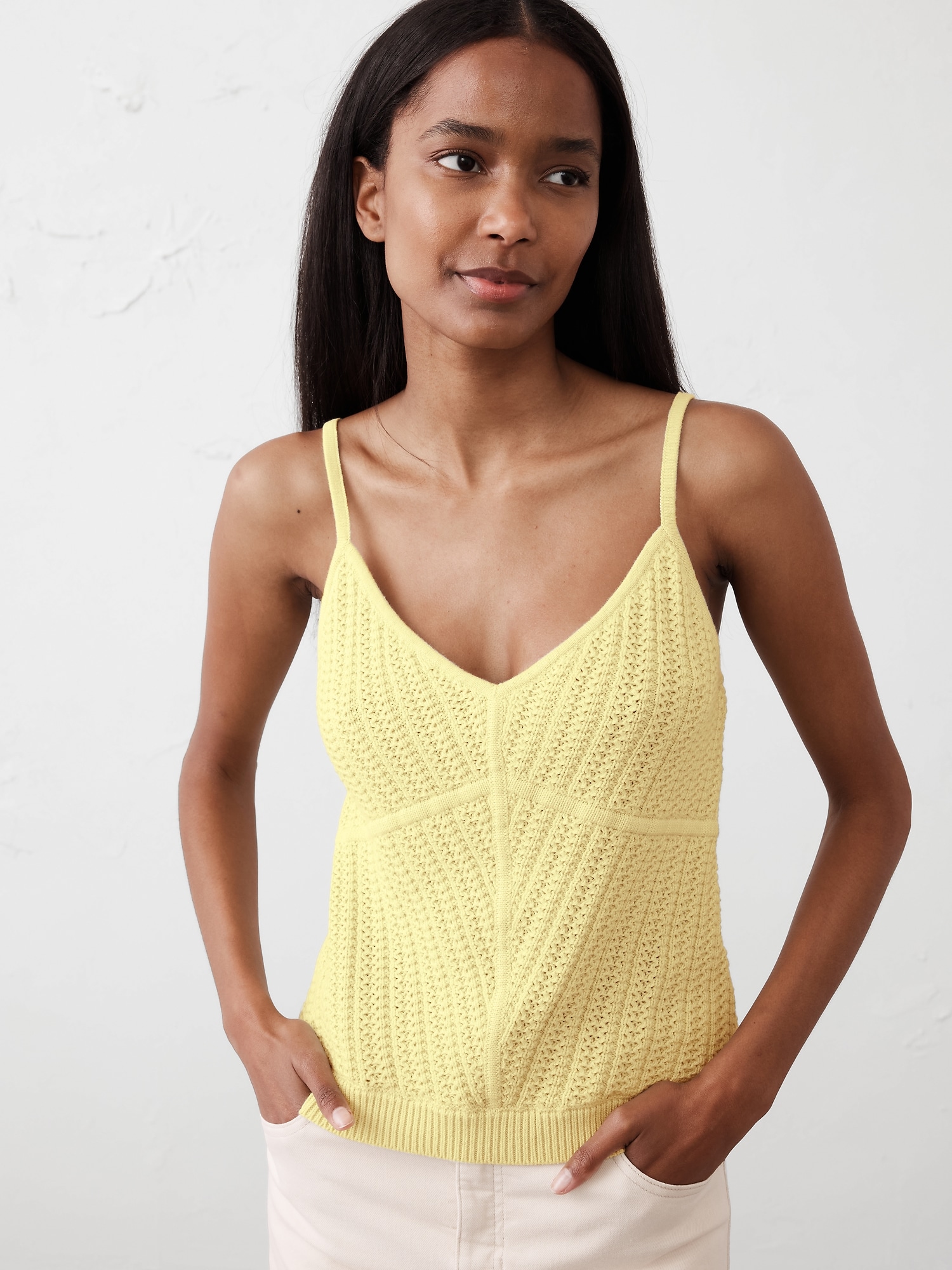 Strappy Patchwork Sweater Tank