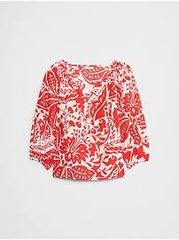 Lantern-Sleeve Poplin Top