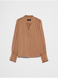 Crepe Volume-Sleeve Blouse