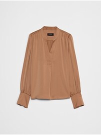 Crepe Volume-Sleeve Blouse