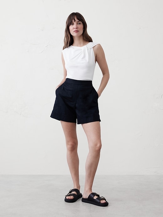 Crossover Front Shirred Top