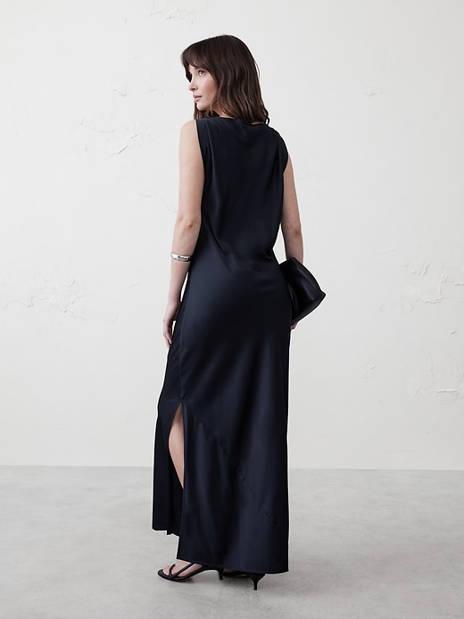 Satin Twist Shoulder Maxi Dress