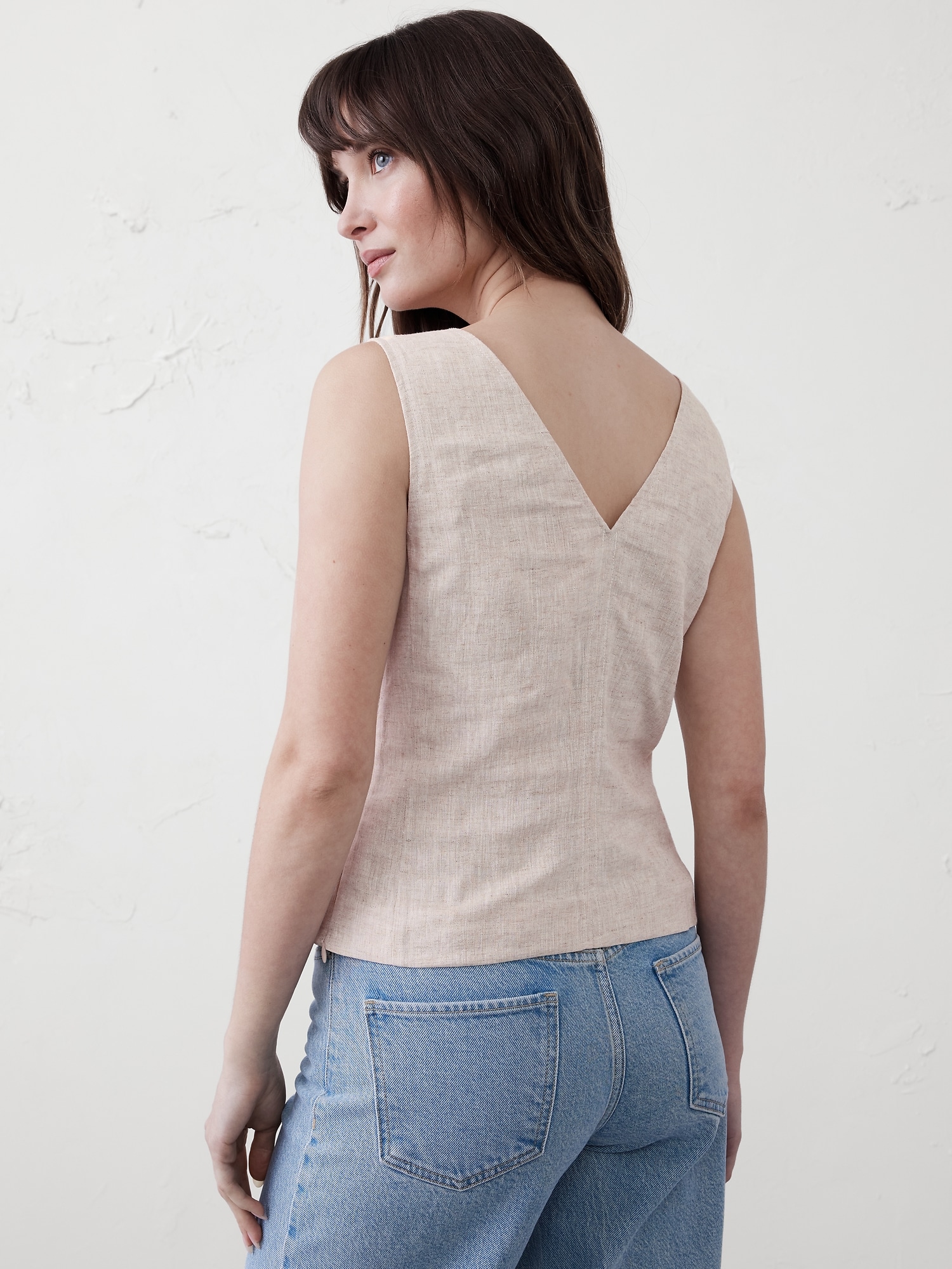 Linen-Blend Corset Top