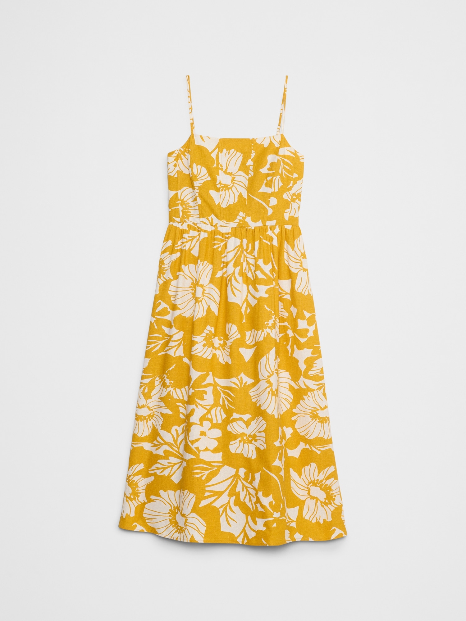 Strappy Seamed-Bodice Midi Dress