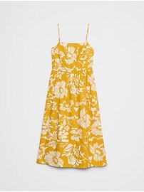 Linen-Blend Seamed-Bodice Midi Dress
