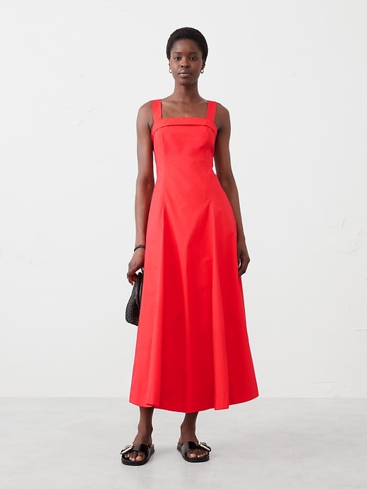 Poplin Cross-Back Midi Dress | Banana Republic Factory