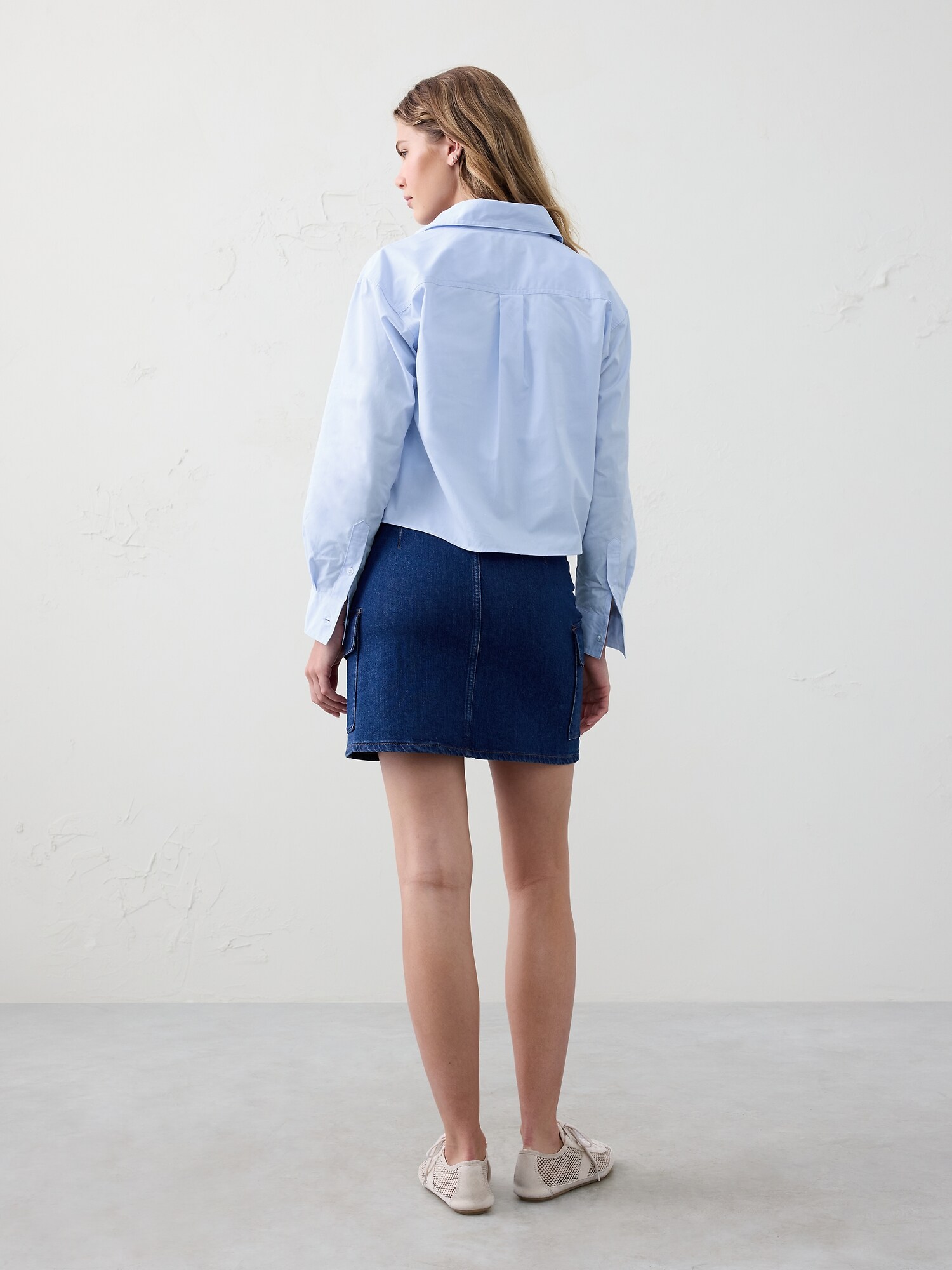 Linen-Blend Cropped Shirt