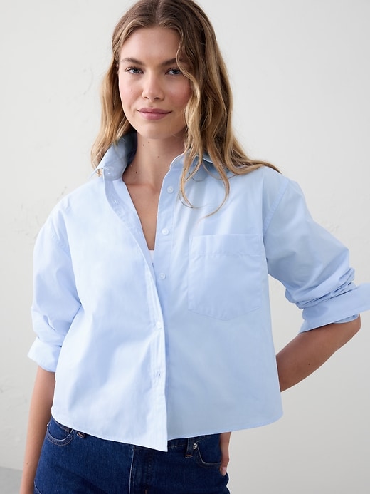Linen-Blend Cropped Shirt