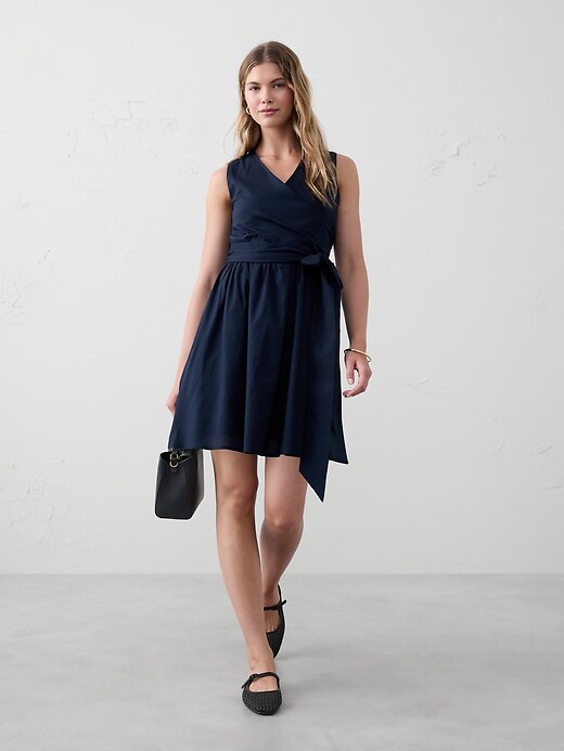 Voile Wrap-Waist Mini Dress