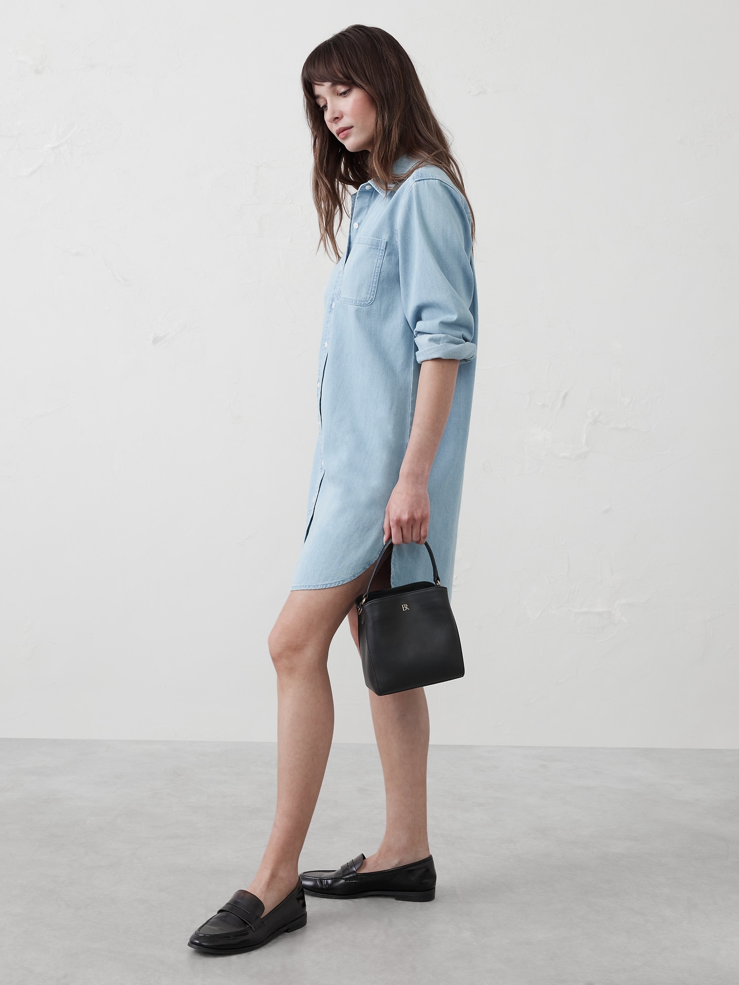 Chambray Mini Shirtdress