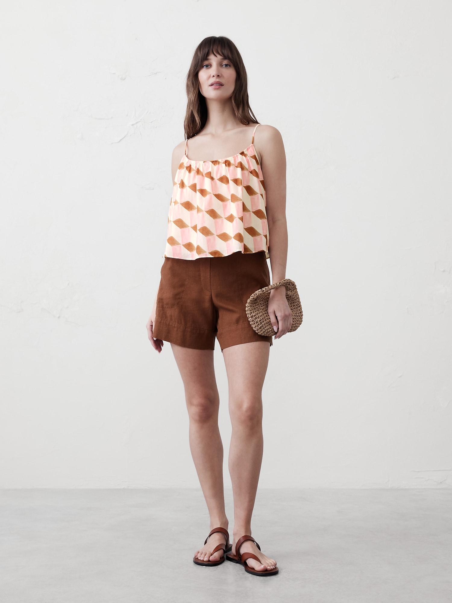 Voile Shirred-Neck Camisole