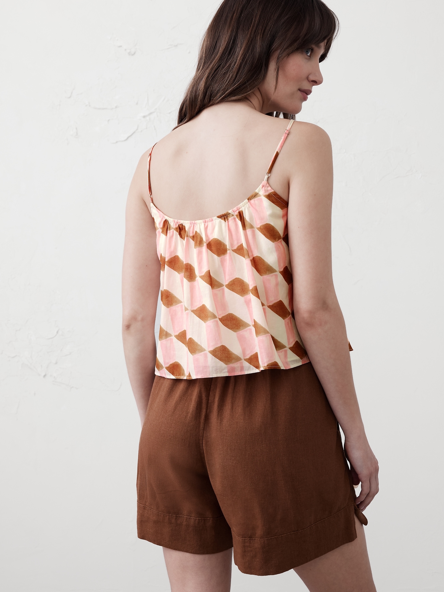 Voile Shirred-Neck Camisole