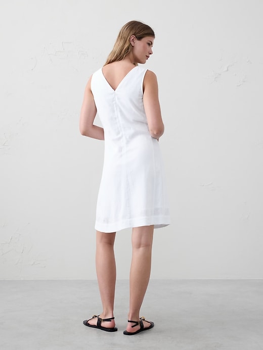 Linen-Blend Seamed Bodice Mini Dress
