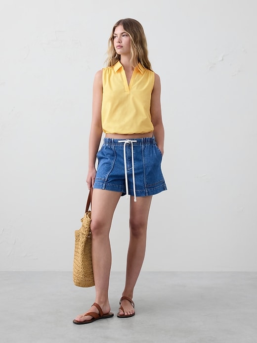 Poplin Collared Top
