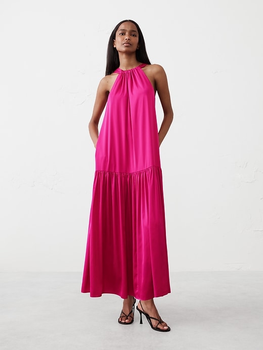 Gathered Halter Maxi Dress | Banana Republic Factory