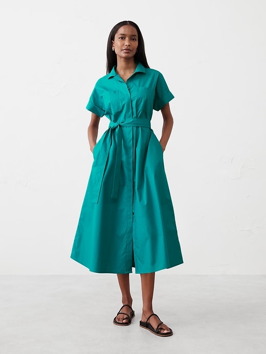 Tie-Waist Midi Shirtdress | Banana Republic Factory