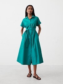 Tie-Waist Midi Shirtdress