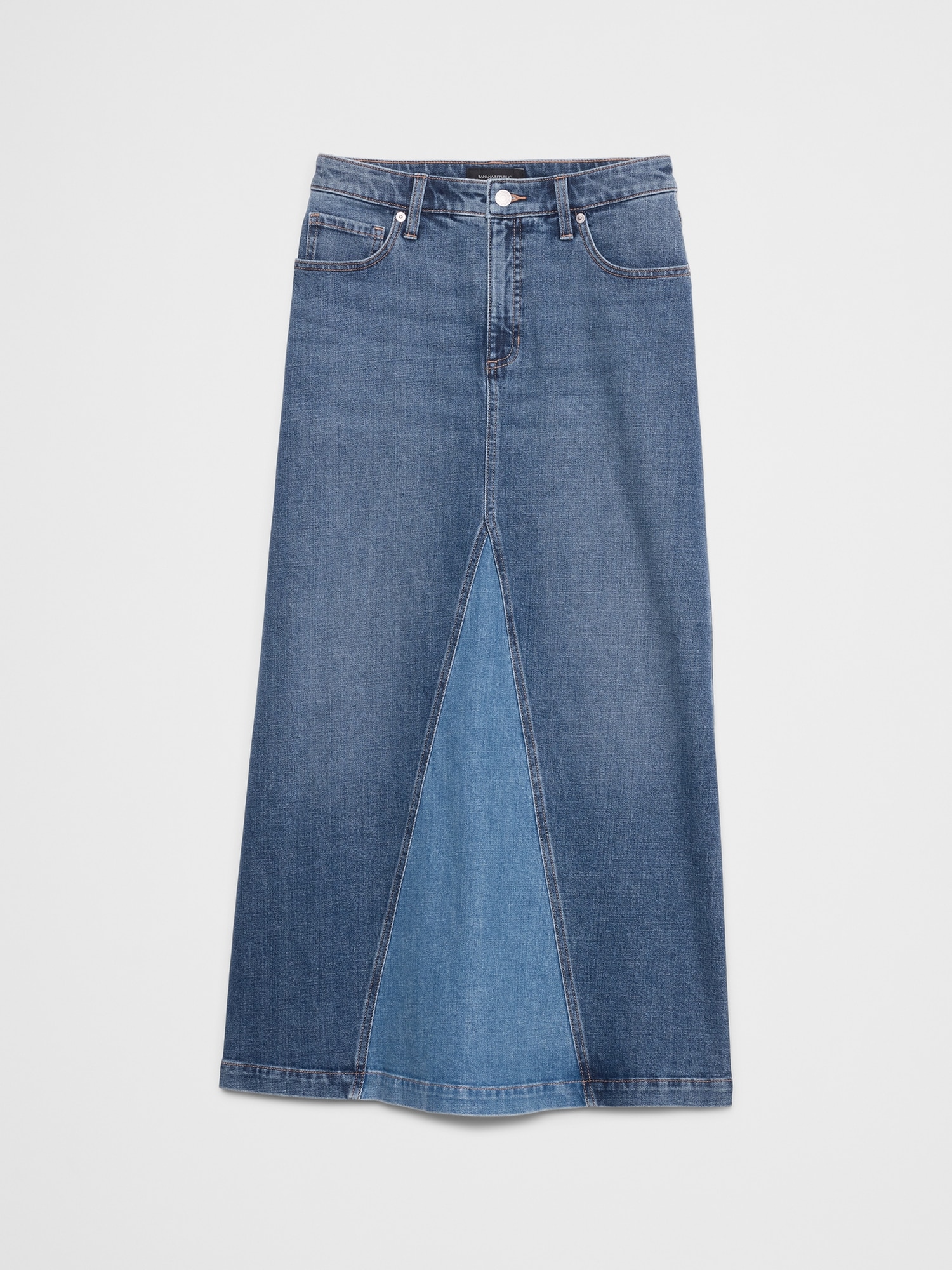 Pieced Denim Maxi Skirt