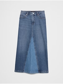 Pieced Denim Maxi Skirt