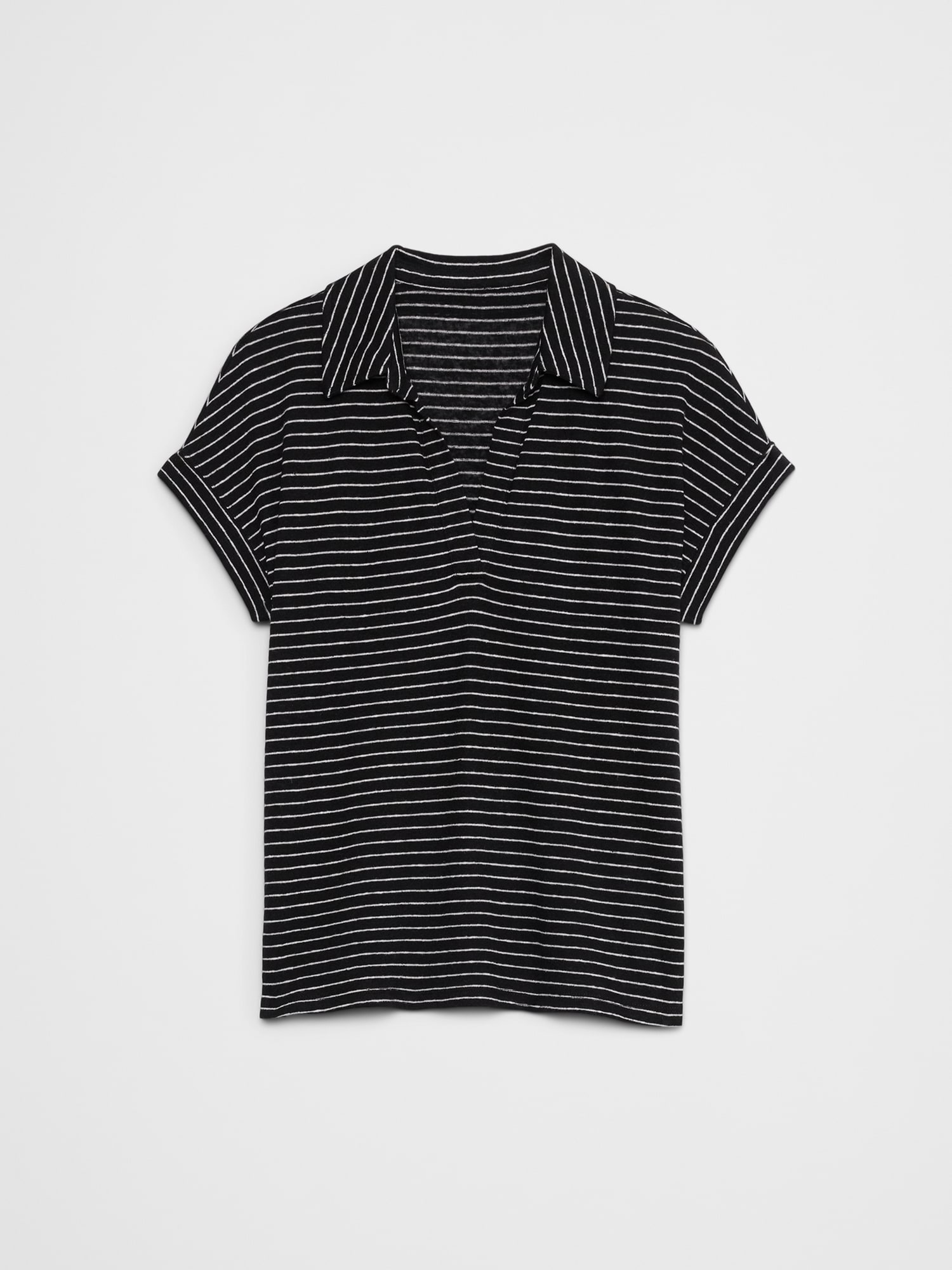 Linen-Blend Johnny Collar Shirt