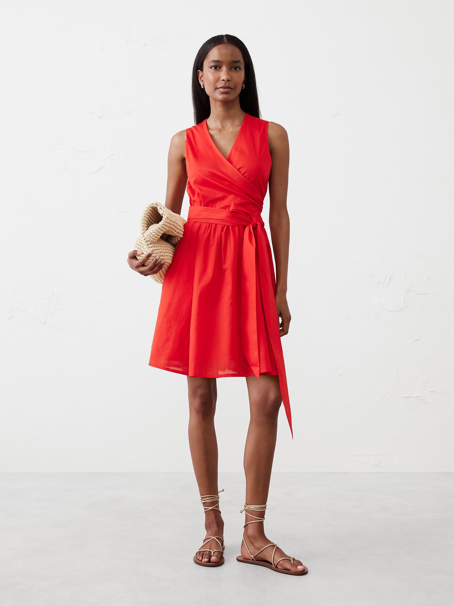 Voile Wrap-Waist Mini Dress